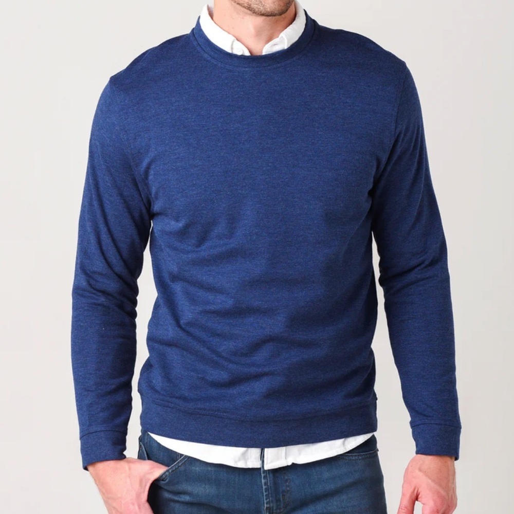 Mizzen Main Mens Navy Heather Fairway Crewneck Sweatshirt